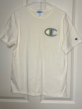 Champion Cream Short Sleeve Tee with Embroidered Logo